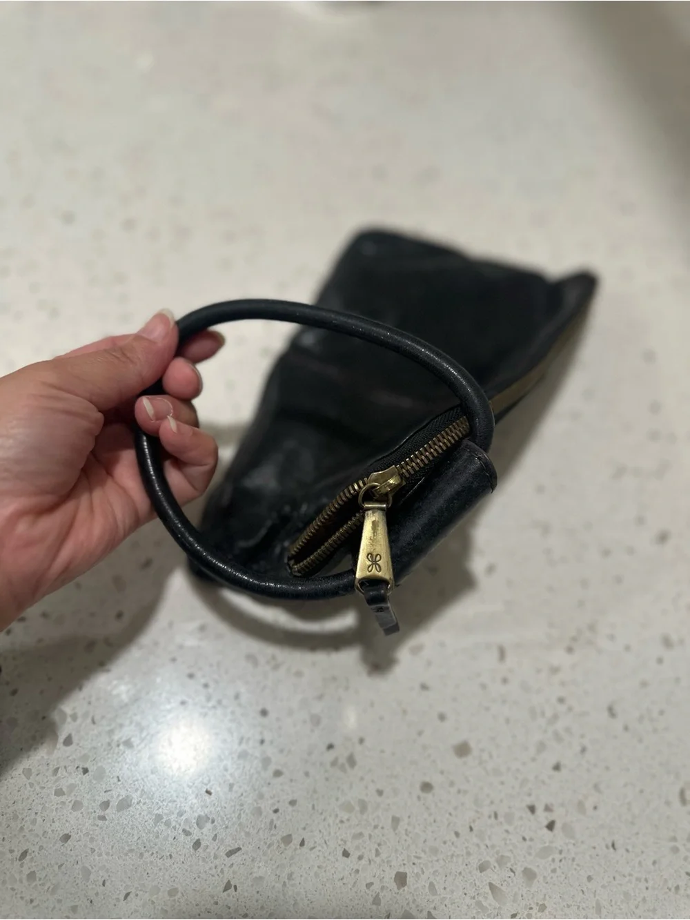 HOBO Black 100% Leather Wristlet Pouch Wallet